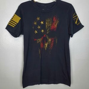 Grunt Style American Reaper Cotton Graphic Tee Mens Sz S Skull Flag Black